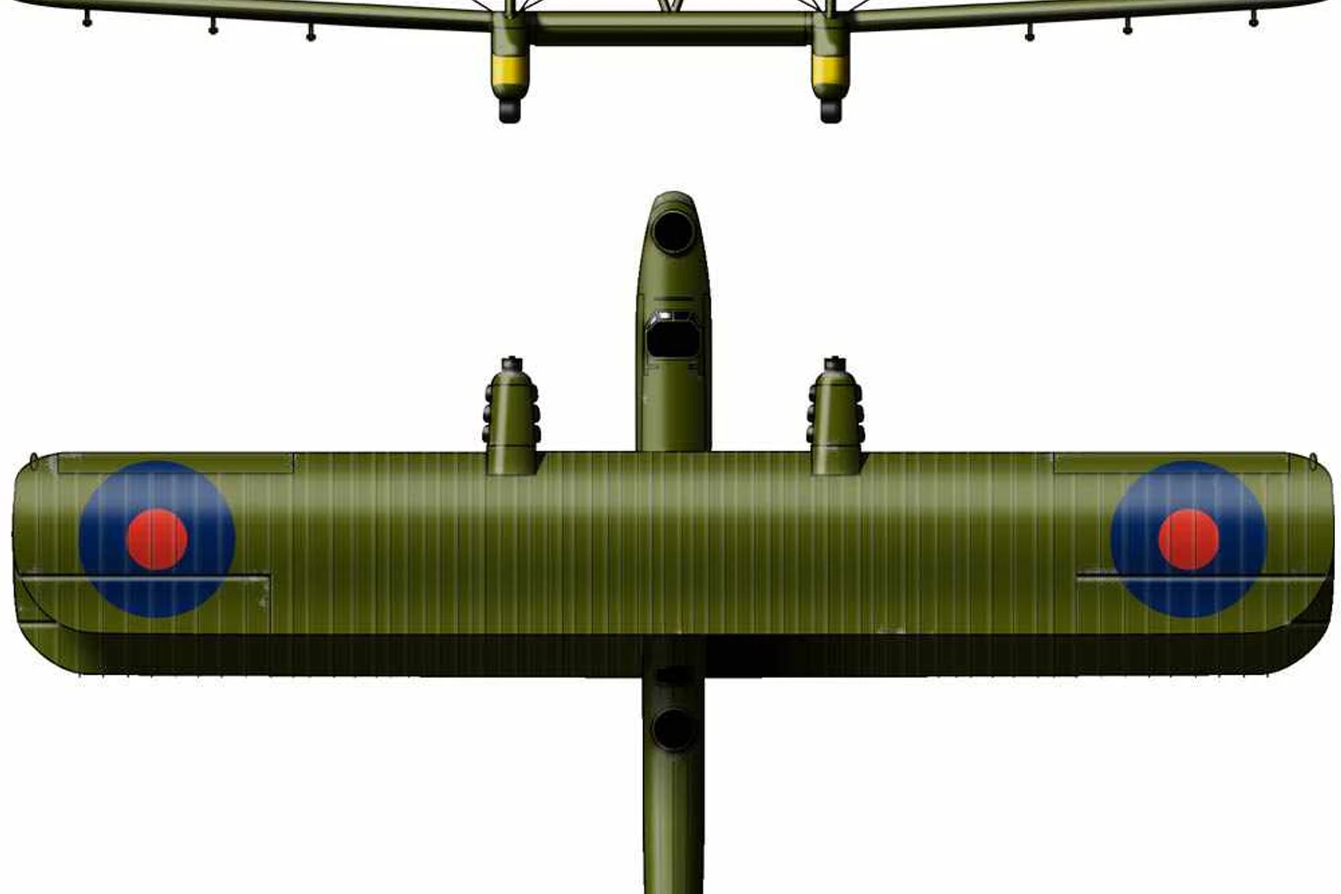 O Handley Page Heyford media 17,6 metros de comprimento e tinha 22,8 m de envergadura