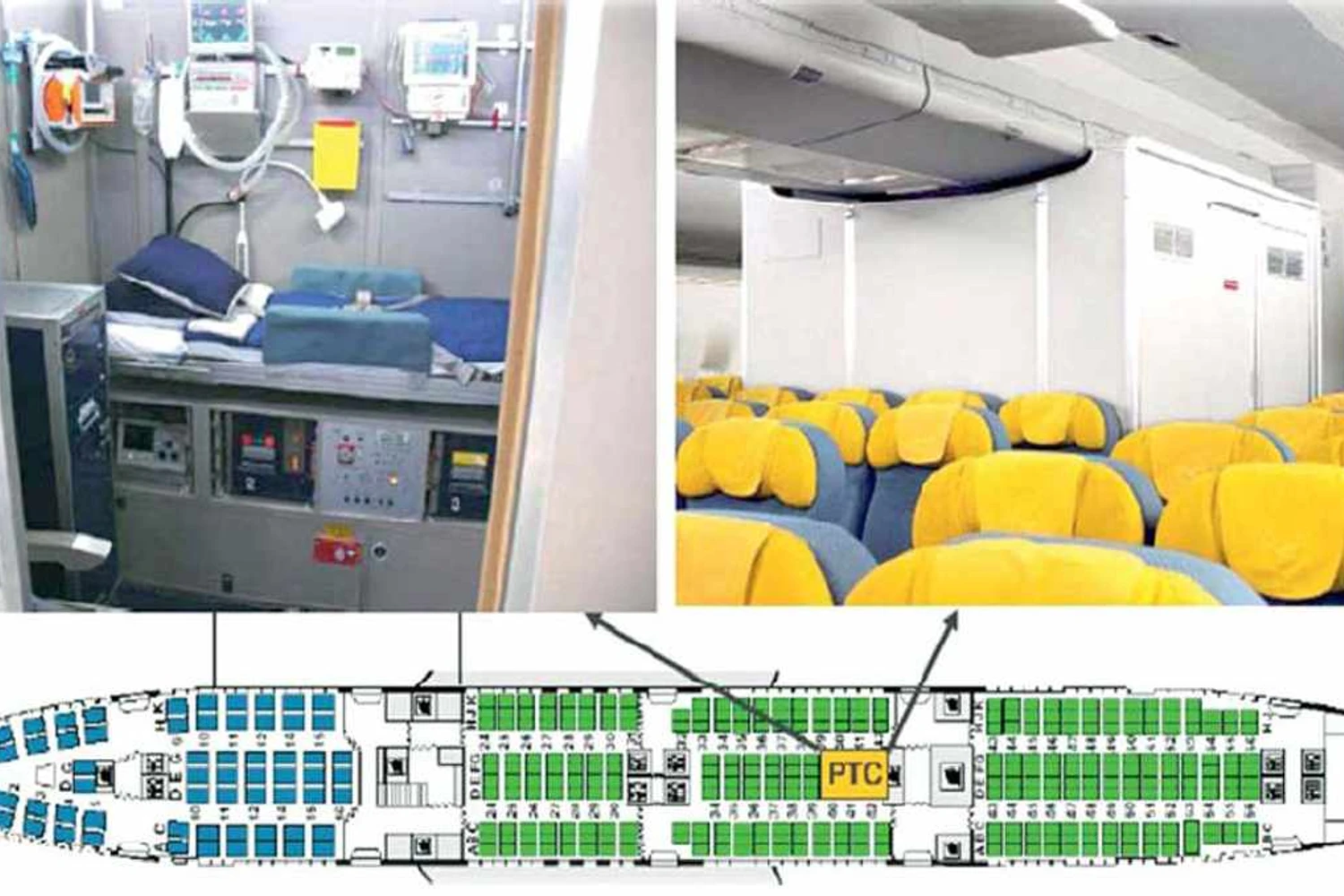 Exemplo de um Patient Transport Compartment a bordo de uma aeronave 747-400 (Imagem - Lufhtansa)