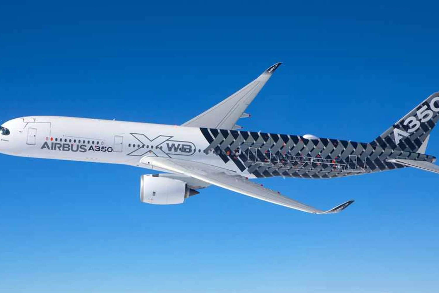Tal como o 787, o A350 é construído com muita fibra de carbono e tem motores mais eficientes (Foto - Airbus)