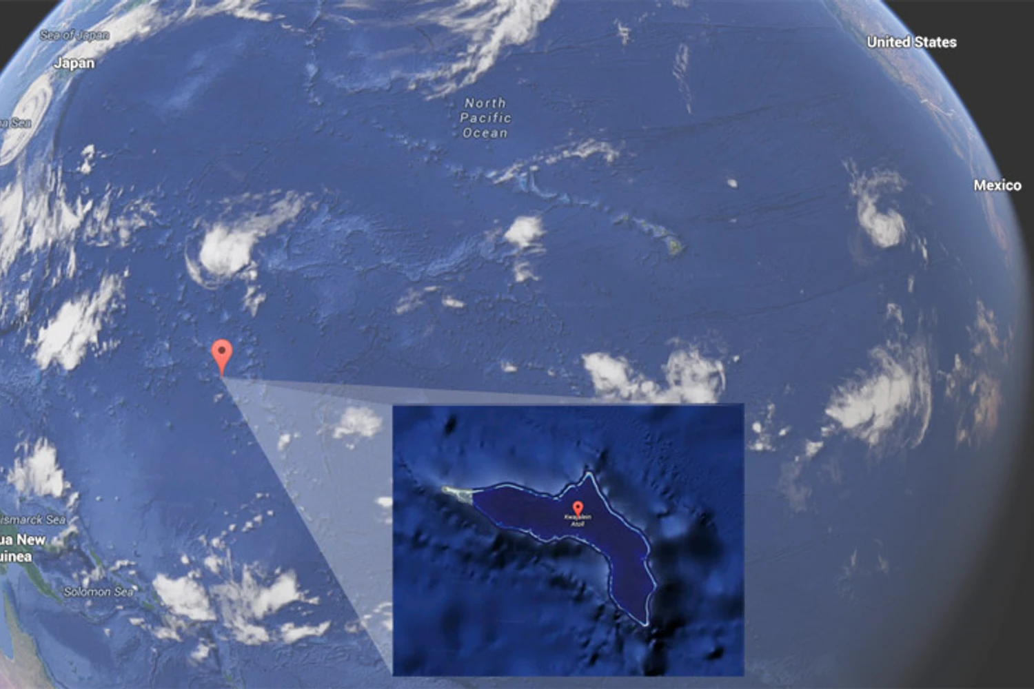 Atol de Kwajalein (reprodução Google)