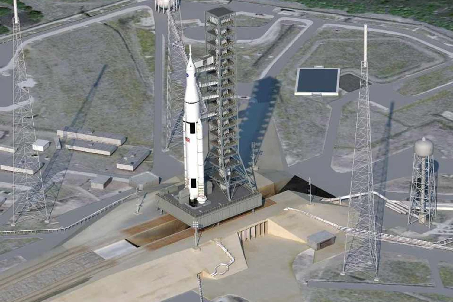 O primeiro foguete SLS terá quase 98 metros de altura (Imagem - NASA)