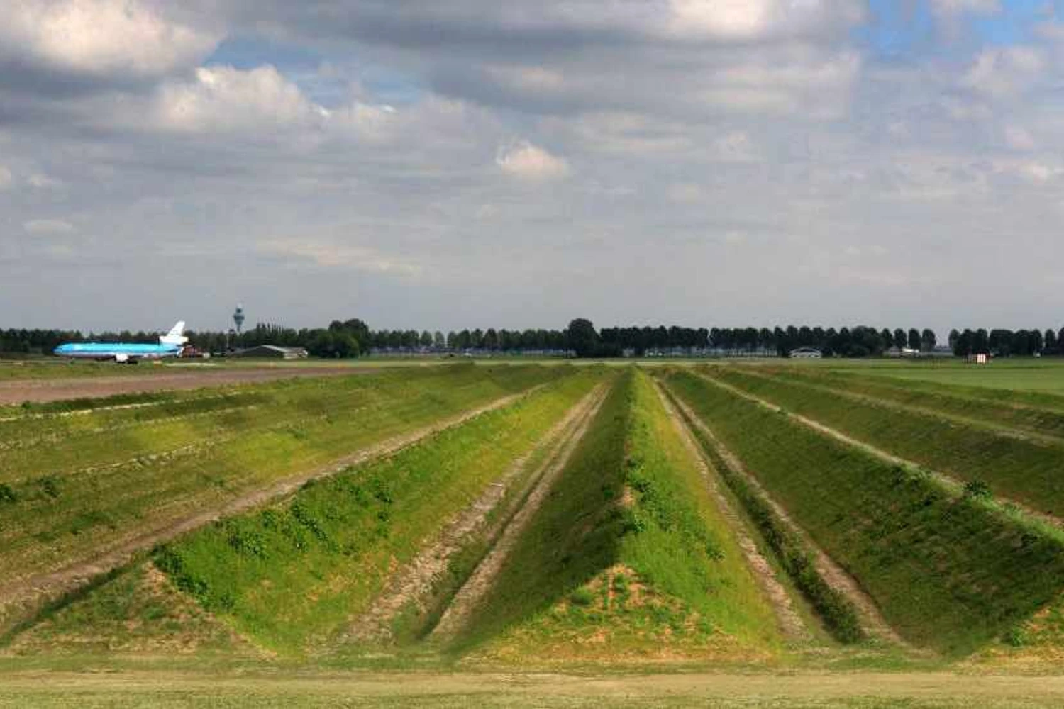 Os sulcos do jardim anti-ruído ficam a uma distância segura da pista (Foto - Schiphol Group)