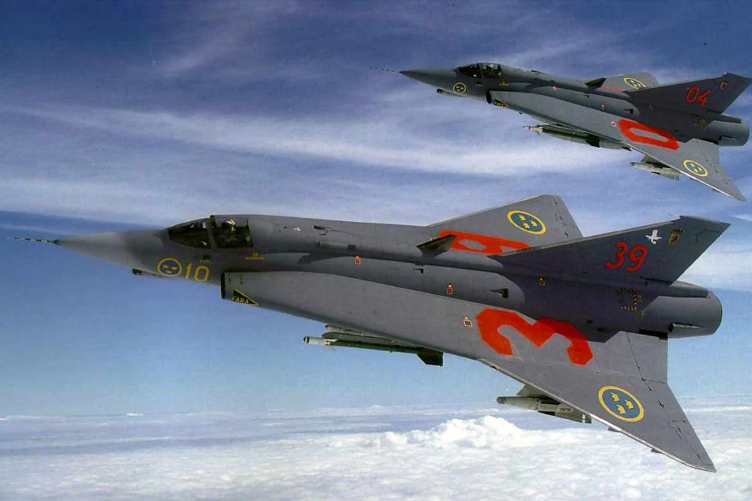 O Draken entrou em operação na Suécia em 1960; foram fabricadas 651 unidades (Força Aérea da Suécia)