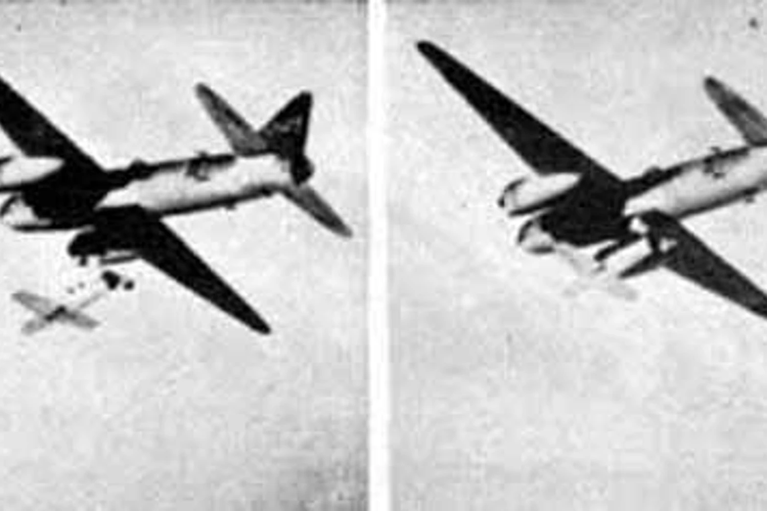 Sequência de lançamento do Ohka a partir de um bombardeiro Mitsubishi "Betty" (Imagem - Domínio público)