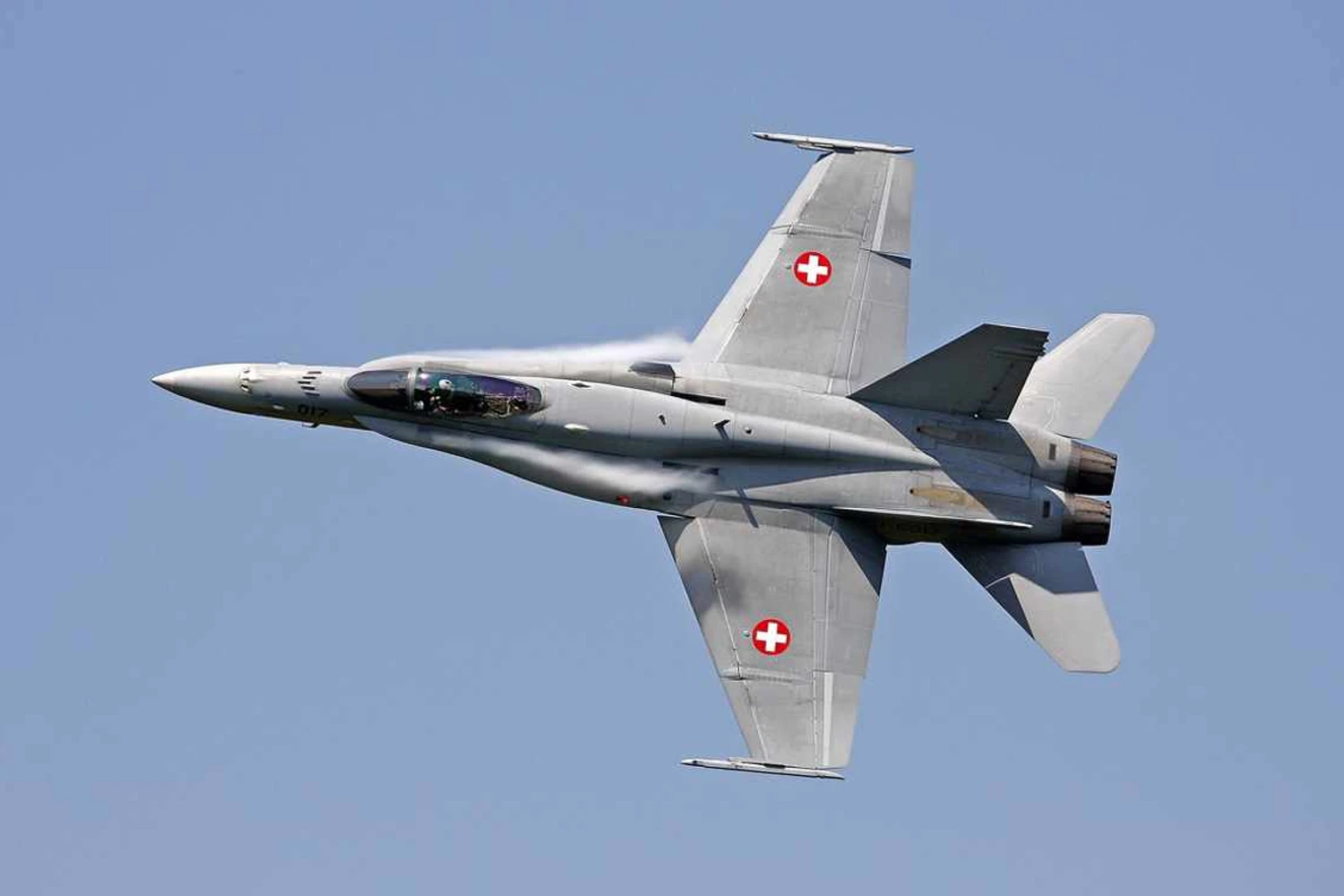 O principal meio de defesa da Suíça hoje é o caça F-18 (Divulgação)