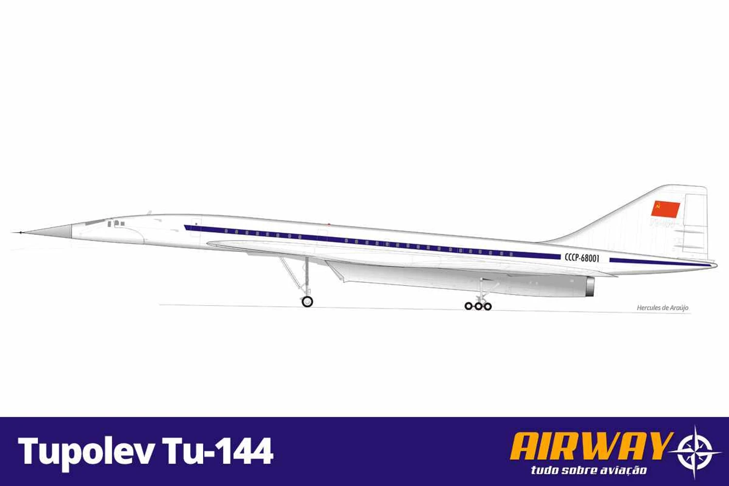 Lateral do Tu-144: 66 metros de comprimento