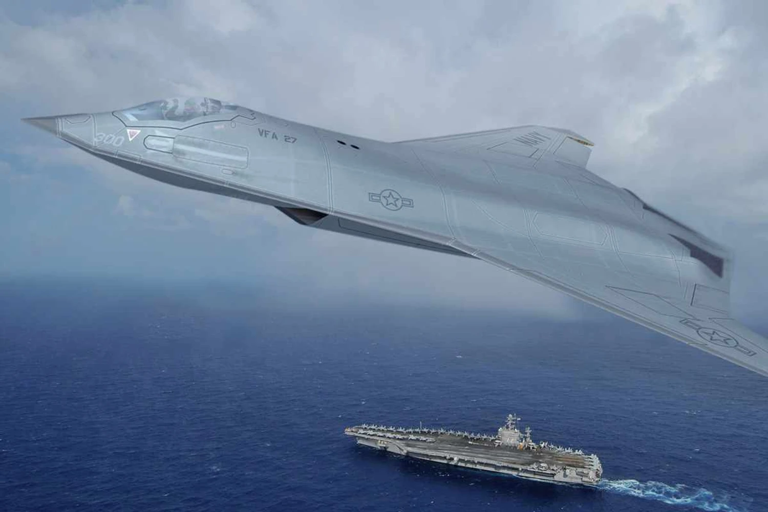 Também é previsto o desenvolvimento de um novo caça naval de sexta geração (Northrop Grumman)