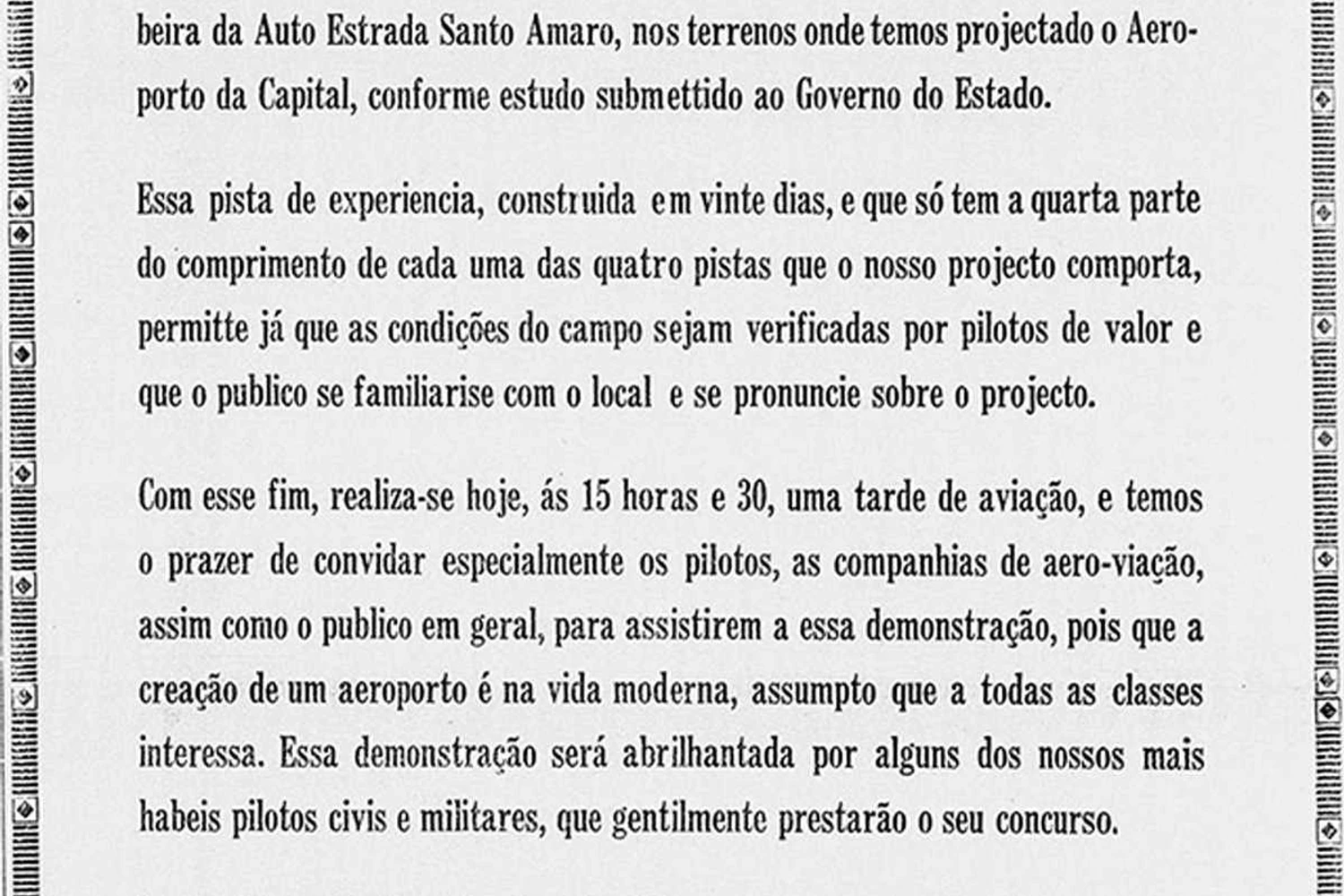 Manifesto de inauguração do Aeroporto de Congonhas, no dia 12 de Abril de 1936 (Domínio Público)
