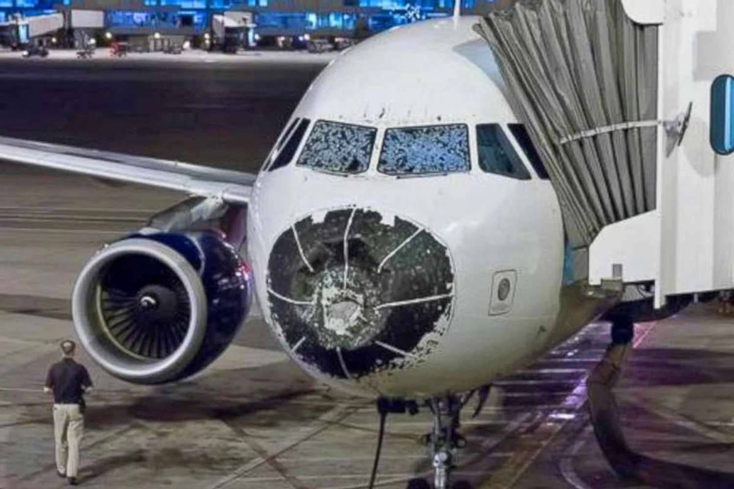 Veja o que uma tempestade de granizo pode causar a um avião