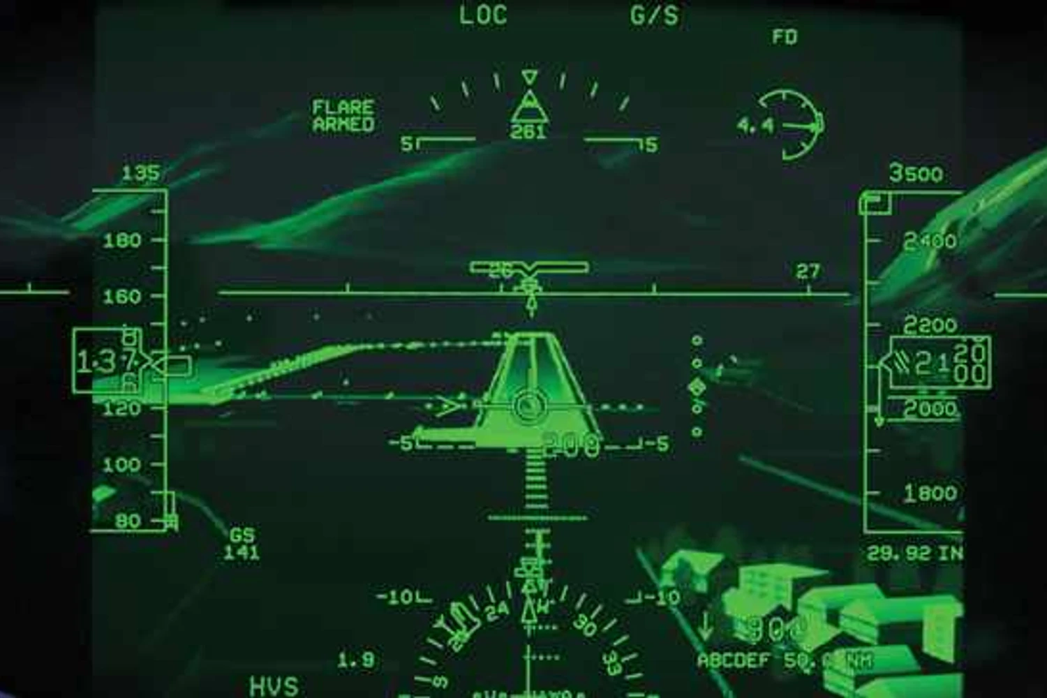 Exemplo da visão que o novo sistema oferece ao piloto (Rockwell Collins)