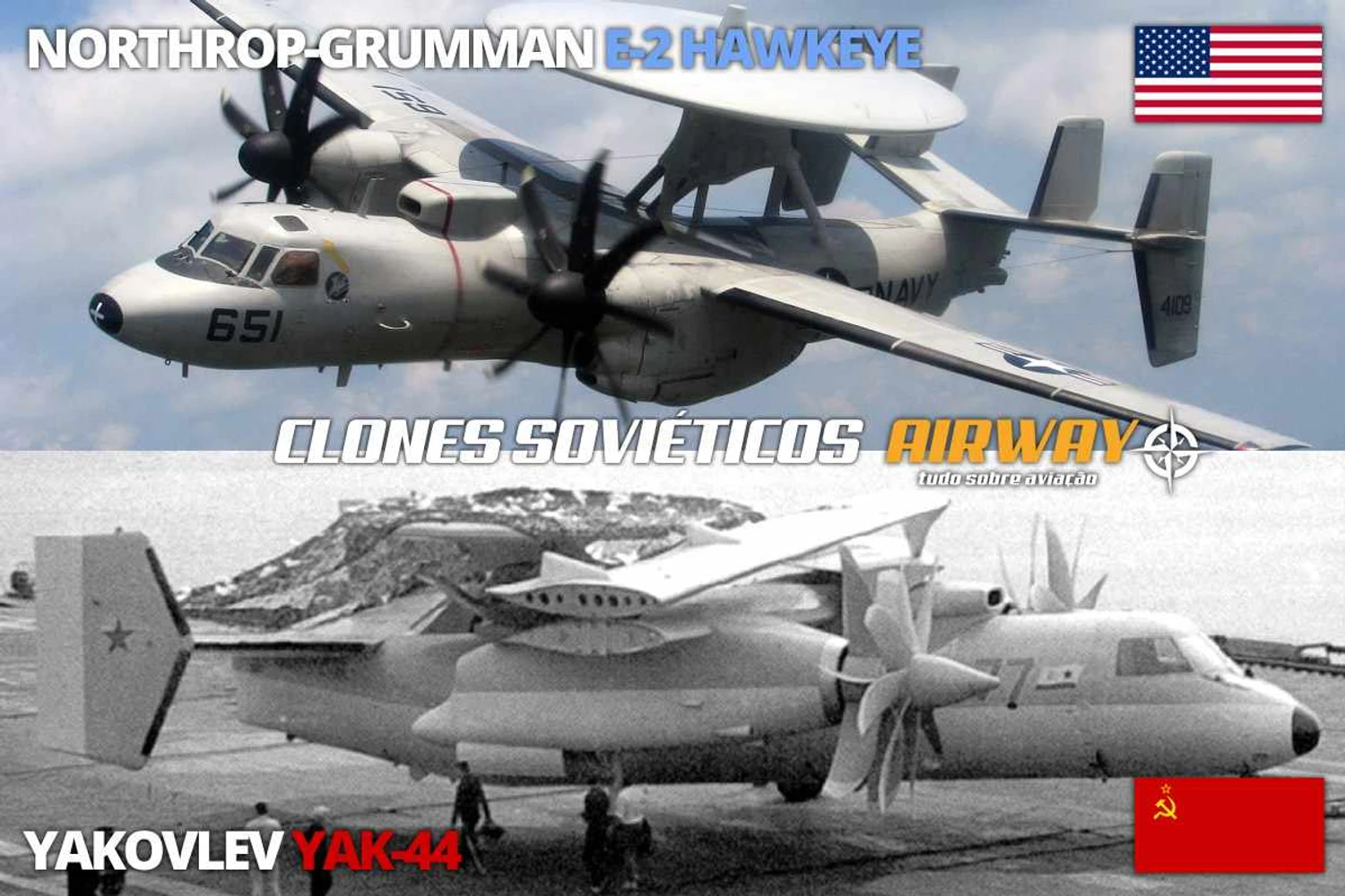 E-2 vs. Yak-44: se a União Soviética tivesse durado mais é bem possível que o Yak-44 tivesse virado realidade e não só uma maquete clonada do E-2
