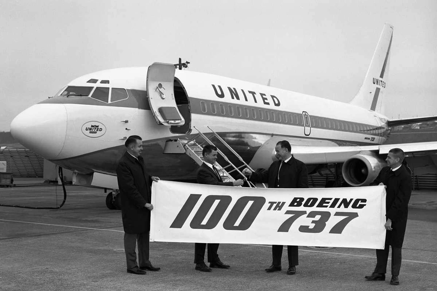 A United recebe o 100º 737 em 1968: companhia foi a segunda cliente do modelo (Boeing)