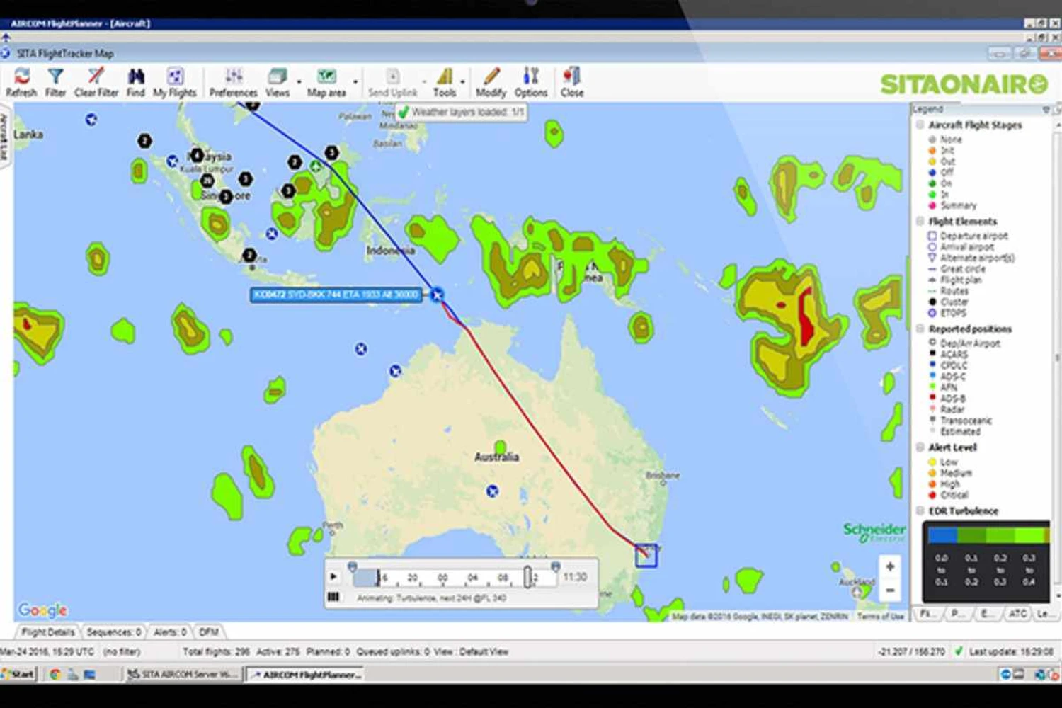 Tela do SITAONAIR: versão atual, menos precisa, é utilizada por 90 companhias aéreas, incluindo a Azul (FlightAware)