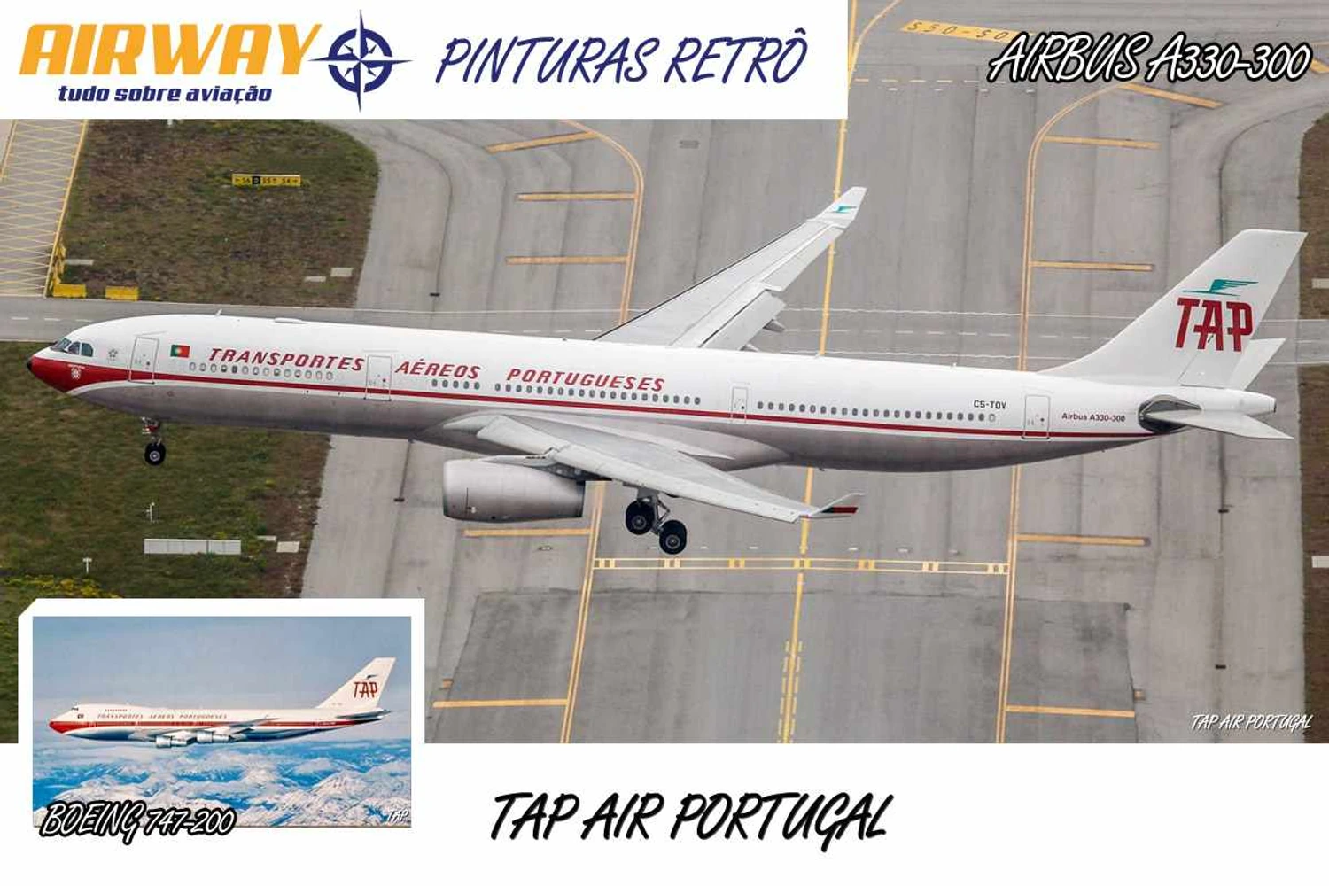 A TAP pintou um A330 recentemente com um estilo usado até a década de 70
