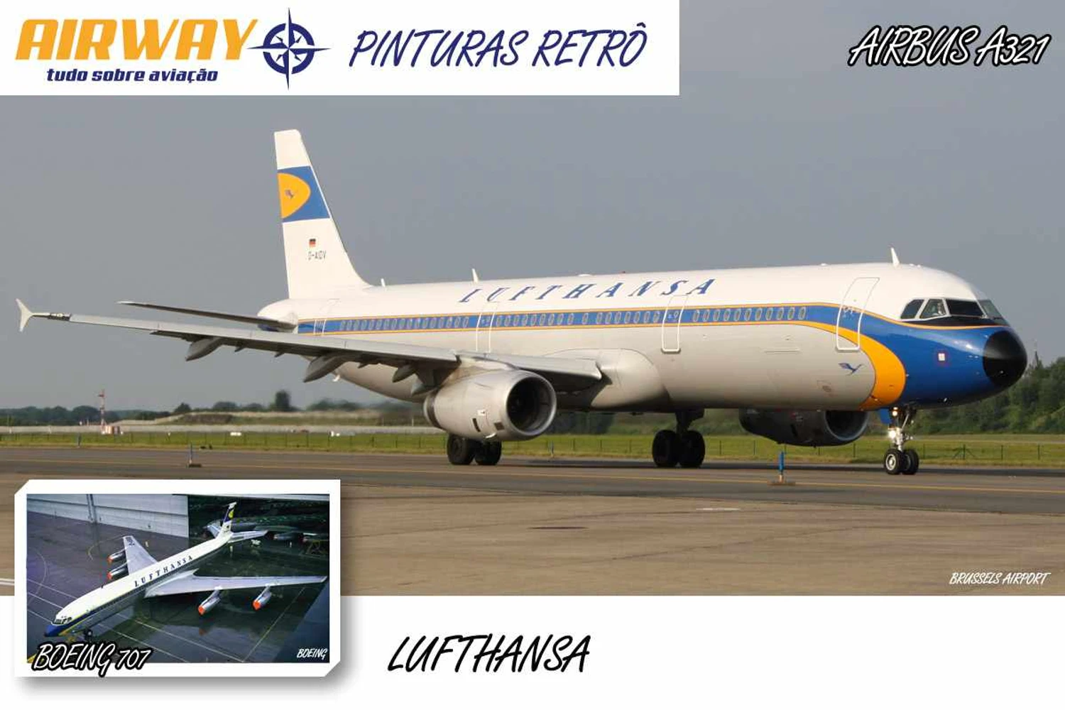 Menos conhecido, o esquema de pintura desse A321 é baseado no visual dos anos 60