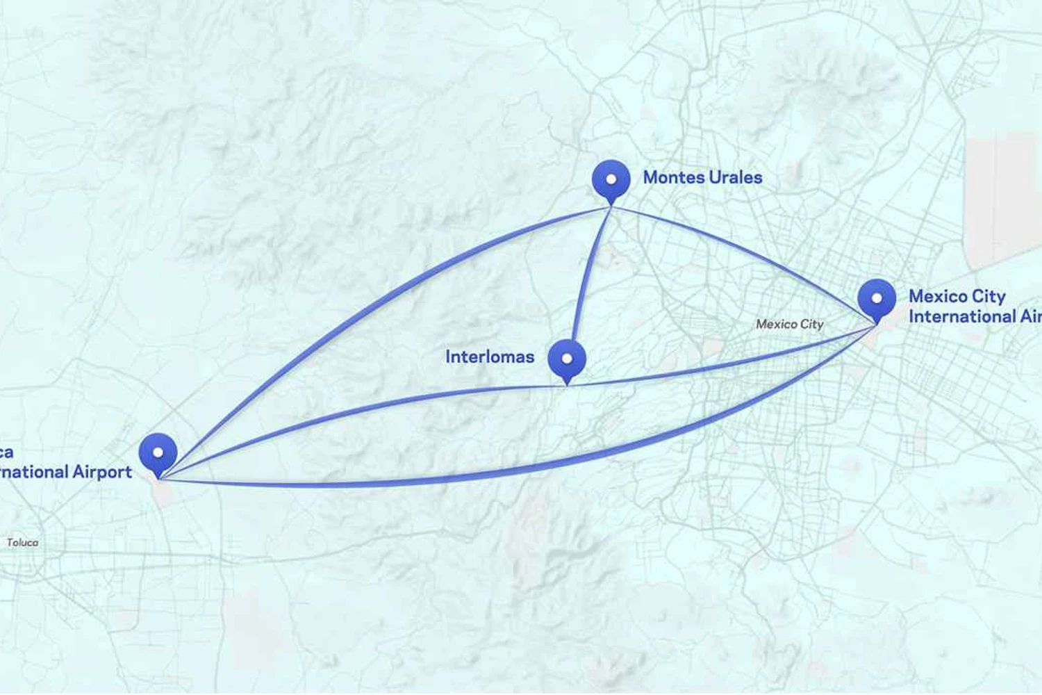 A viagem entre o aeroporto de Toluca e o aeroporto internacional da Cidade do México é realizada em apenas 10 minutos (Airbus)