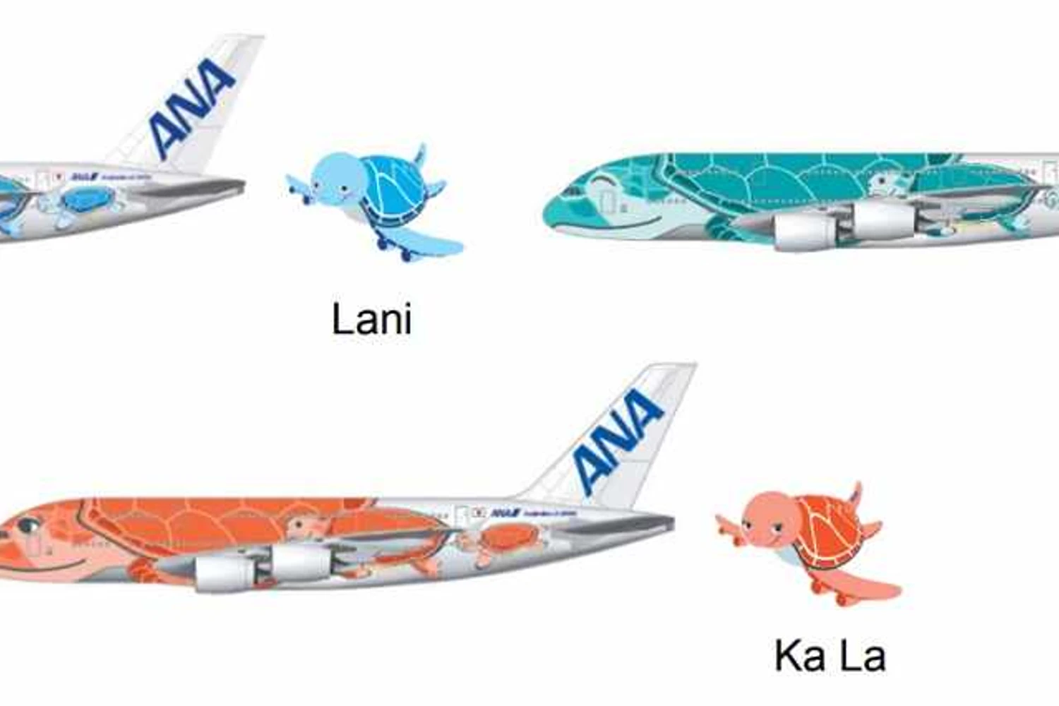 Cada A380 da ANA terá uma cor e um nome diferente (Divulgação)