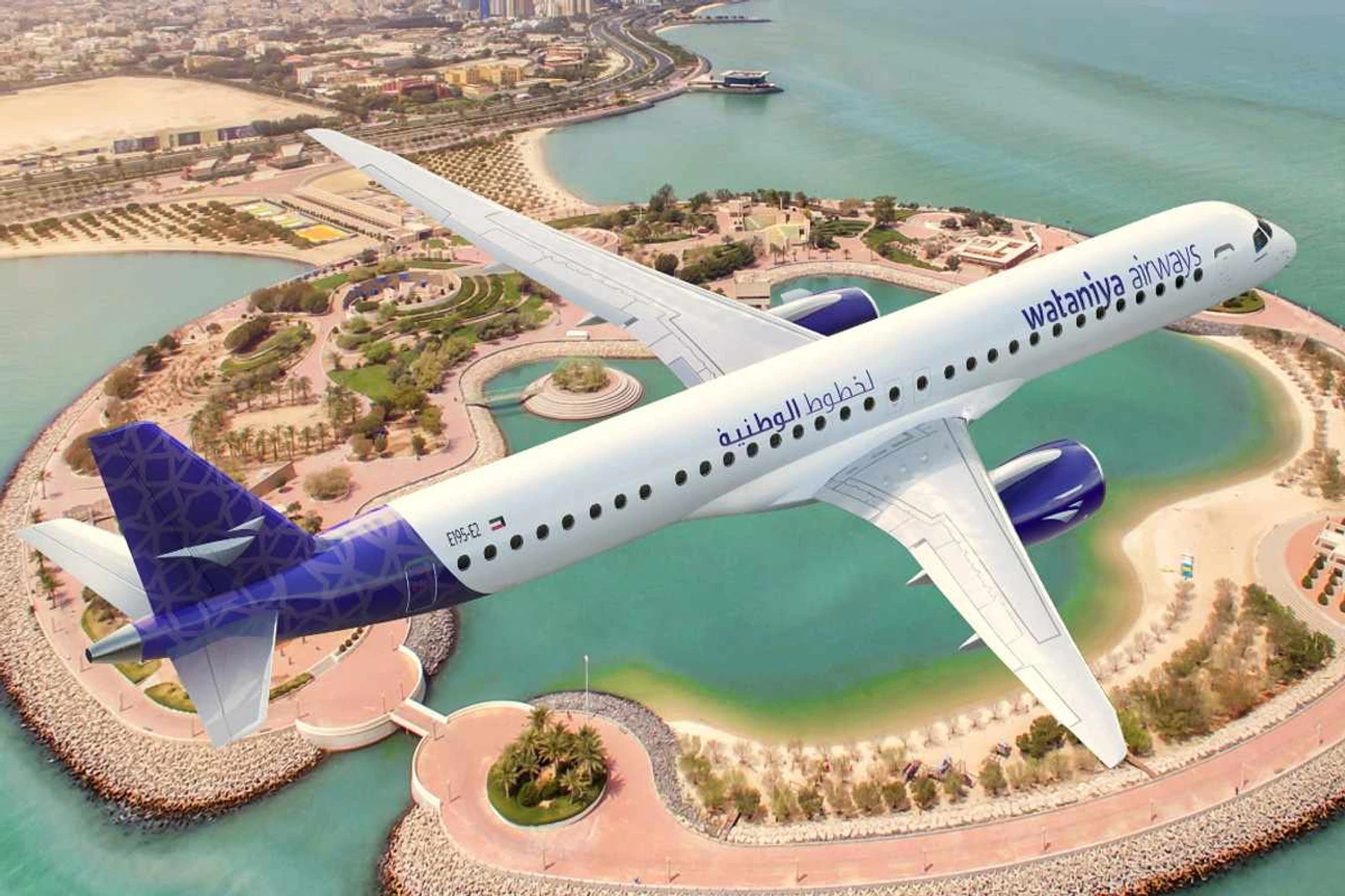 A companhia Wataniya, do Kuwait, será a primeira cliente do E195-E2 no Oriente Médio (Embraer)
