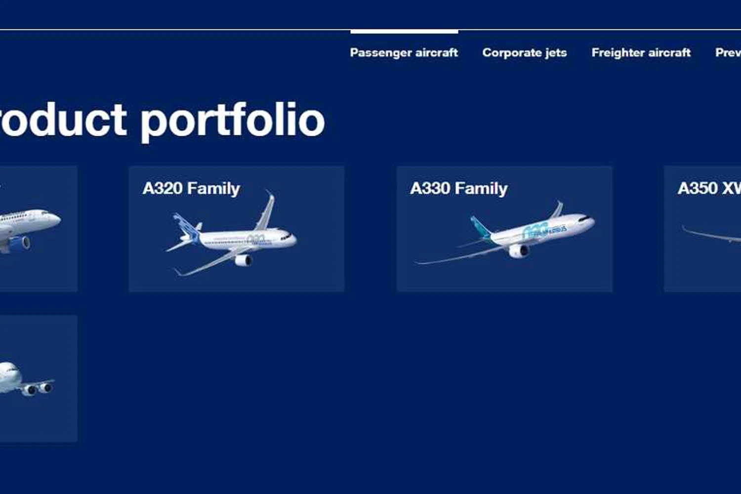 A família C Series já aparece no portfólio de aeronaves comerciais da Airbus (Airbus)