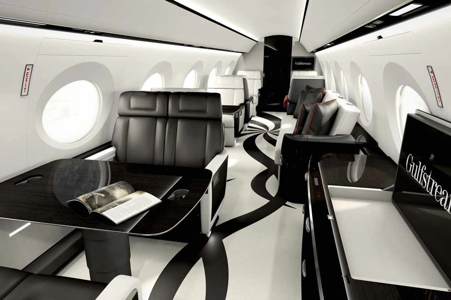 A cabine do G600 pode receber até 19 passageiros (Gulfstream)