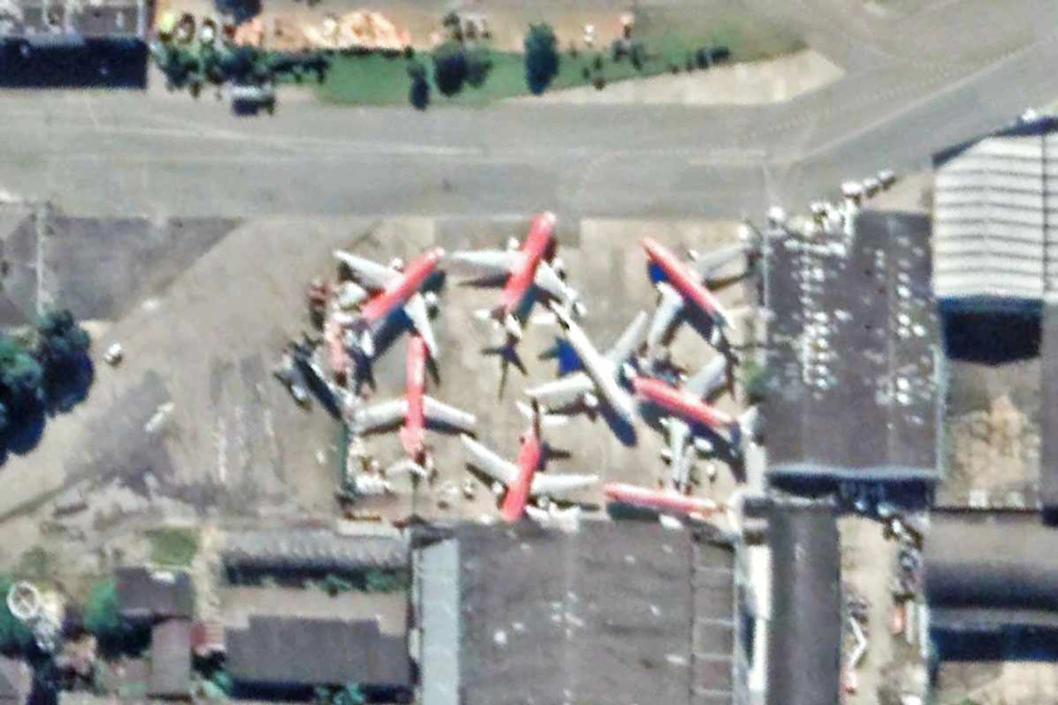 Imagem de satélite do hangar da Avianca em maio de 2019