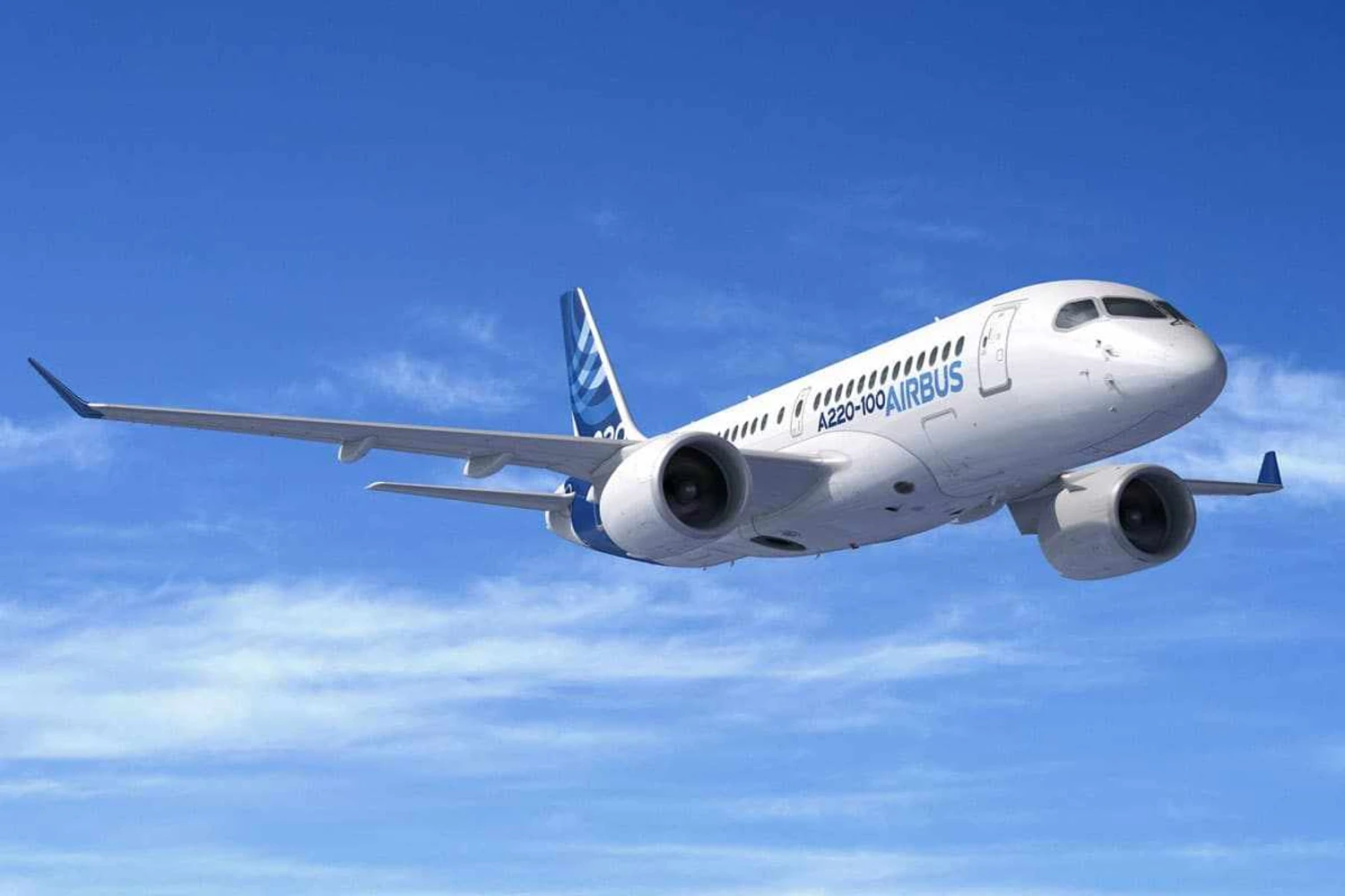 O A220-100: capacidade para até 135 passageiros (Airbus)