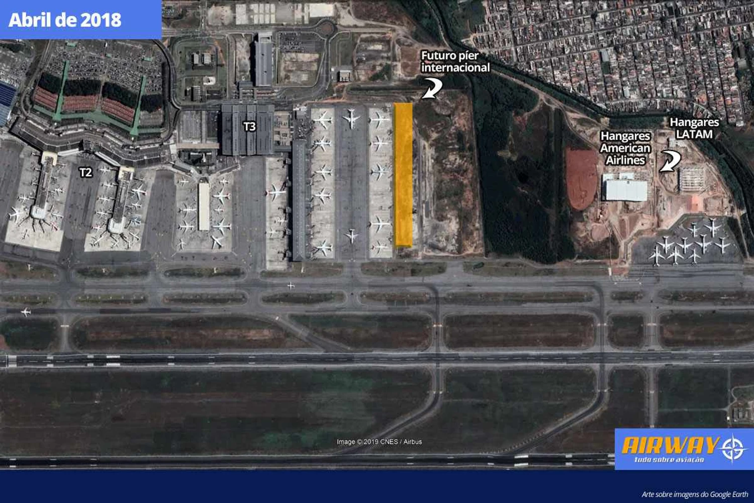 Os hangares da LATAM e da American tomam forma sobre o antigo esqueleto da Vasp