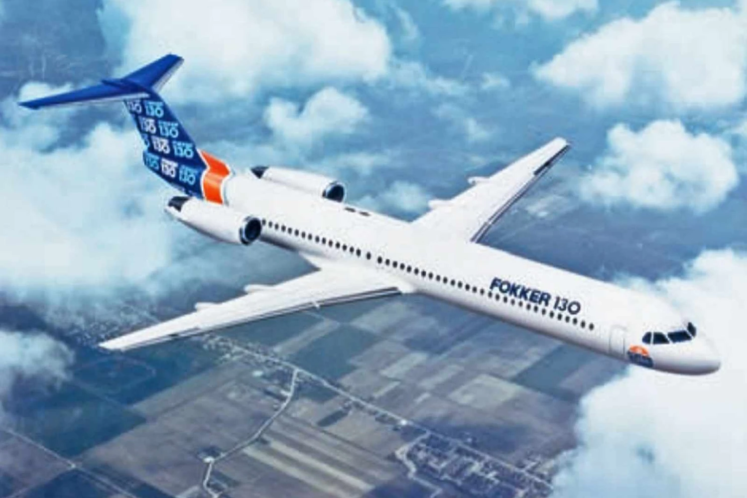 The Fokker 130 proposed by the manufacturer in the 90s: model could have disputed the market with the 737 and A319
