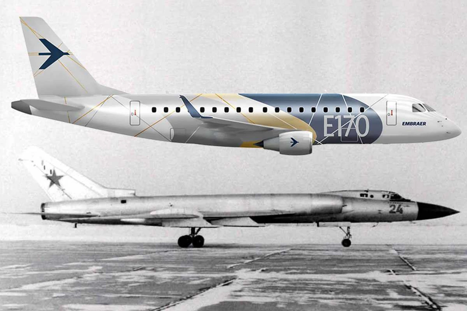 The Tu-128 was 27.5 meters long, slightly smaller than a regional jet like the E170