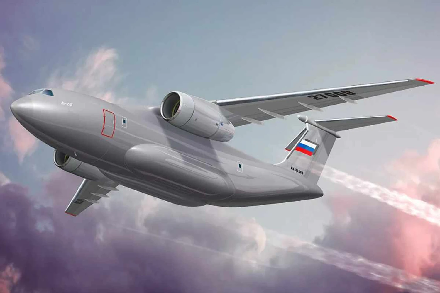 Concepção artística do Il-276; primeiro voo é prevista para meados de 2026 (Ilyushin)