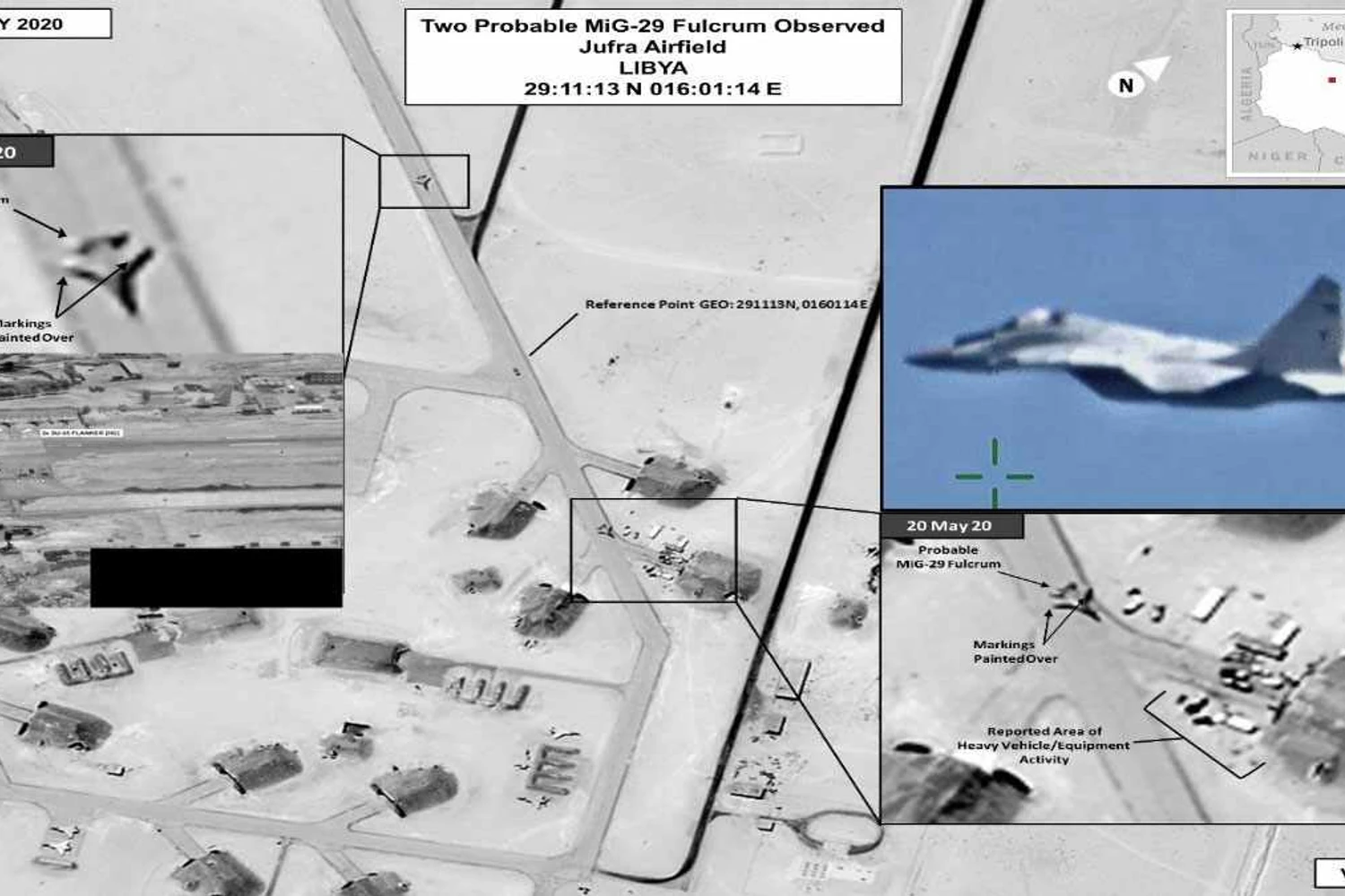 Imagens do Departamento de Defesa mostram caças MiG-29 em base líbia (DVIDSHUB)