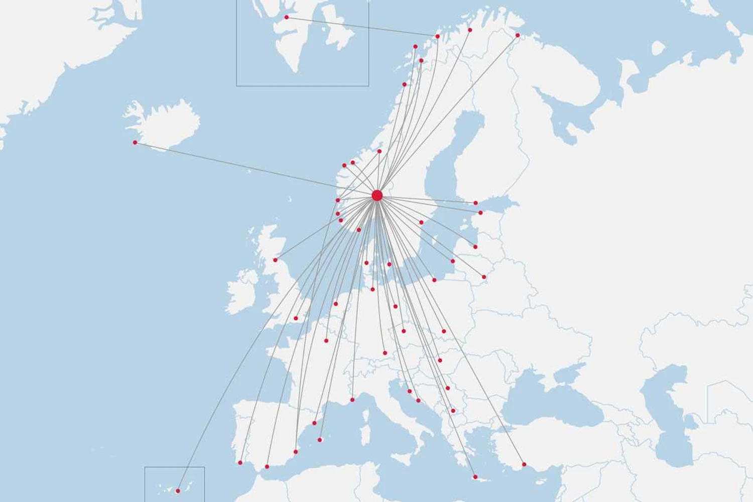 Oslo short haul route map (Norwegian Air)