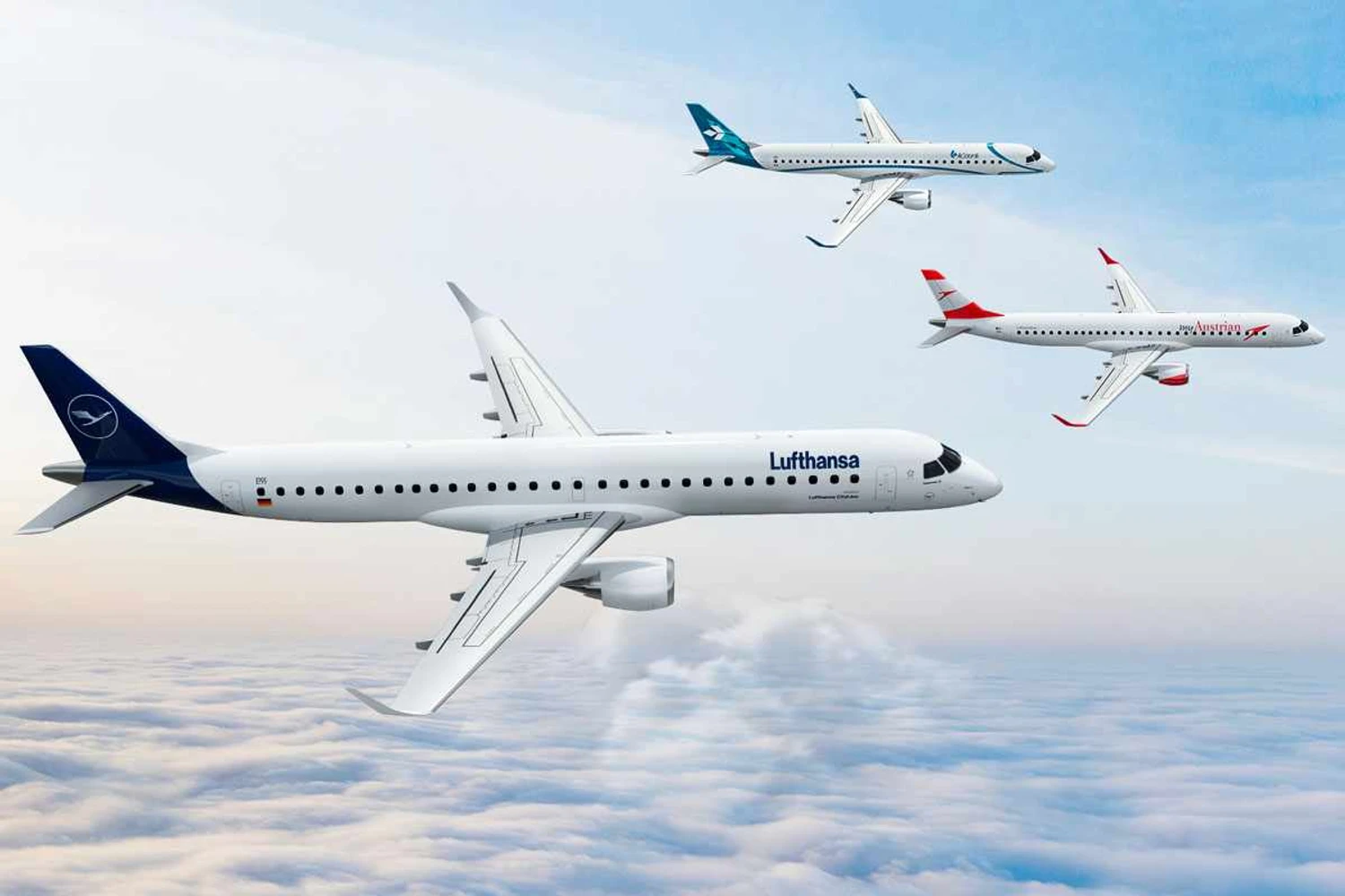 Os E-Jets fazem parte das frotas da Lufthana Cityline, Air Dolomiti e Austrian Airlines (Embraer)