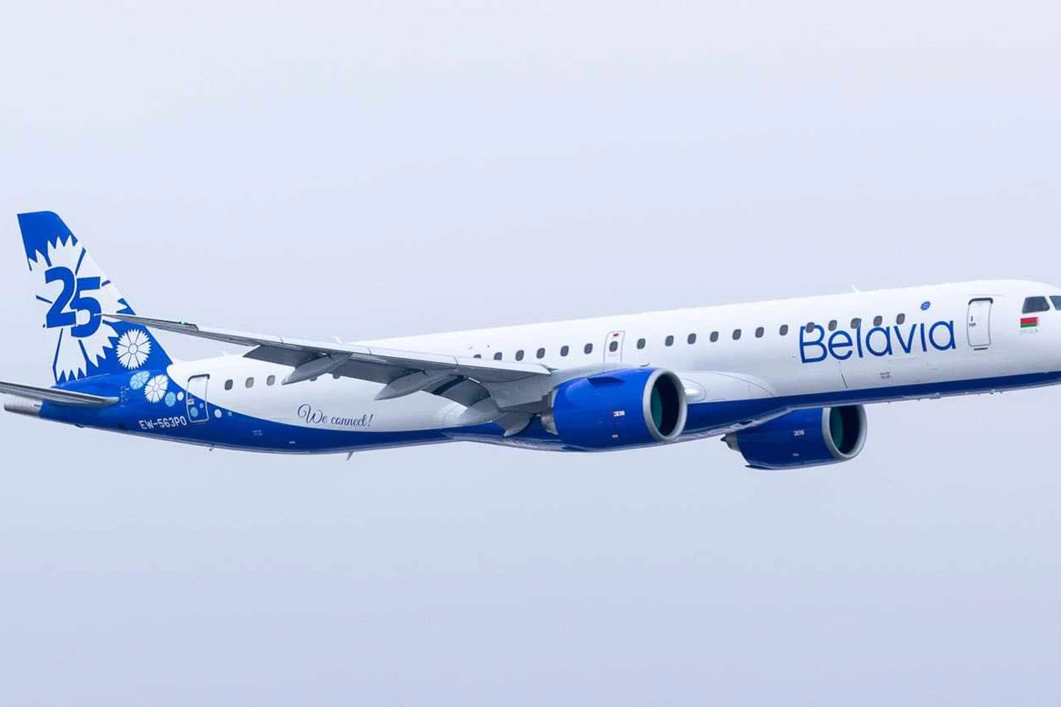 Um dos três jatos E195-E2 que a Belavia chegou a operar por um curto tempo