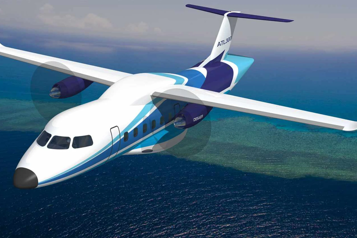 DESAER apresenta o ATL-300, turboélice para até 40 passageiros