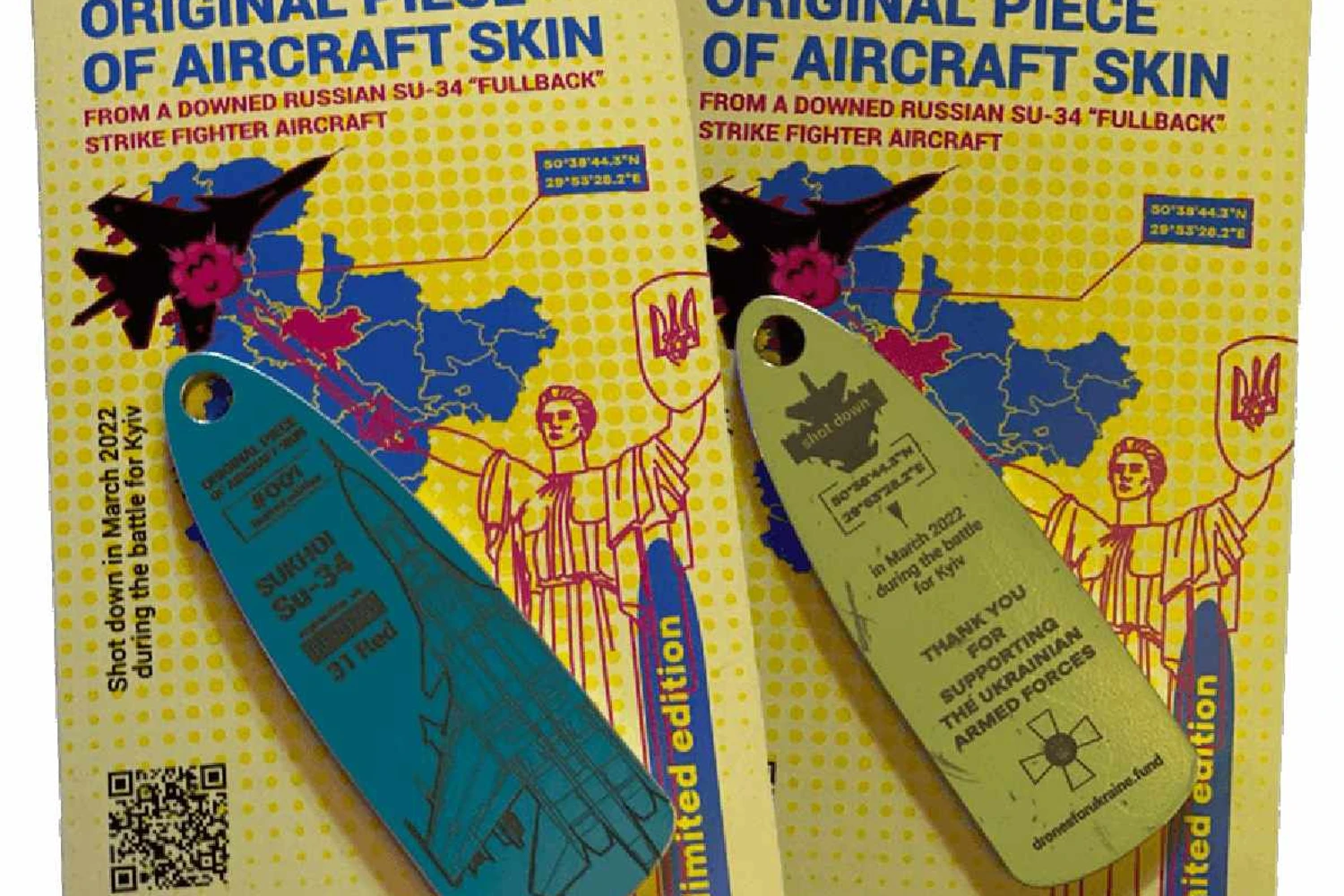 Key Tag do Su-34 vem com número de série e coordenadas do local onde o caça foi abatido (Divulgação)