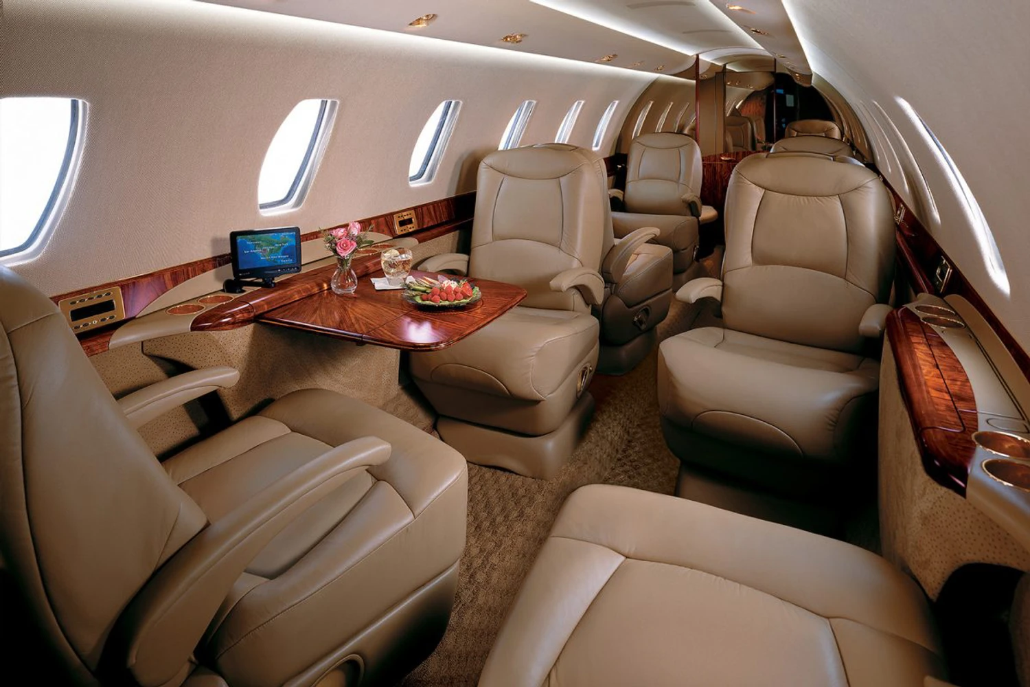 A cabine do Citation Sovereign pode ser configurada para transportar até 12 passageiros (Cessna)