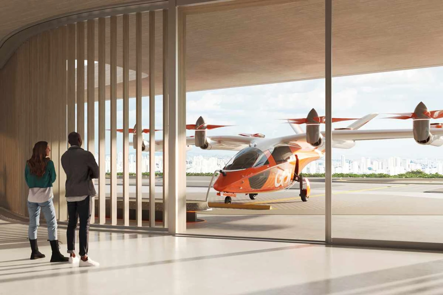 A Gol planeja iniciar os voos com eVTOLs em 2025; empresa encomendou 250 aeronaves (Divulgação)