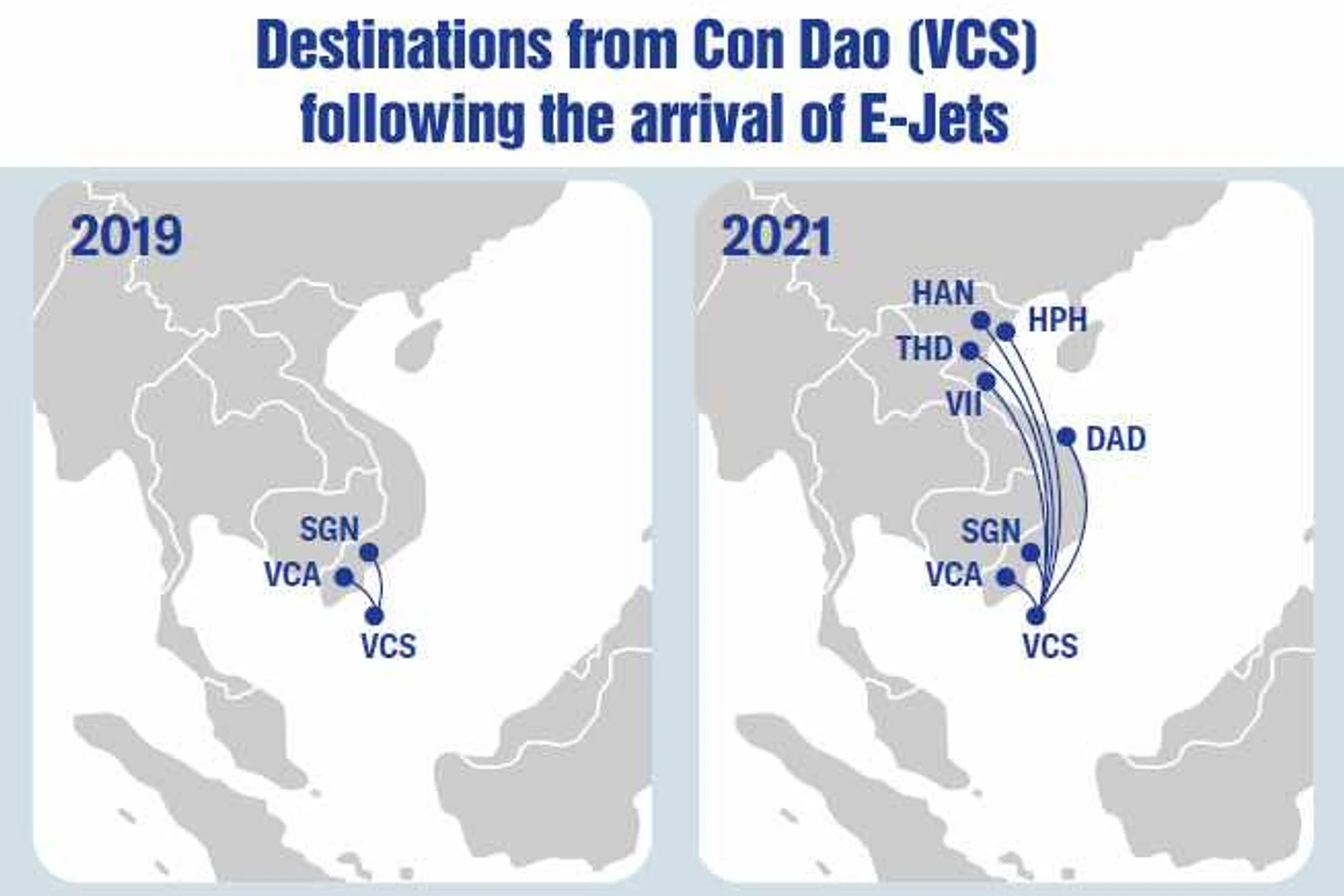 The E-Jets expand the destinations to Con Dao islands