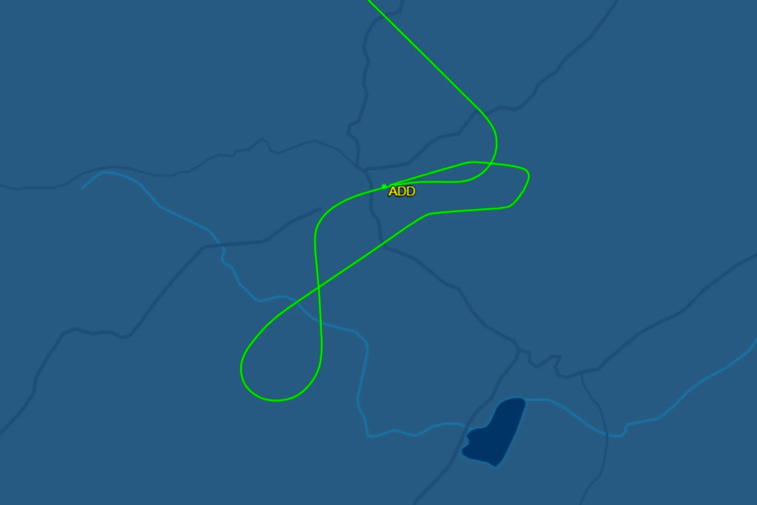 Rota do voo ET343, que perdeu o pouso em Adis Abeba (FlightAware)