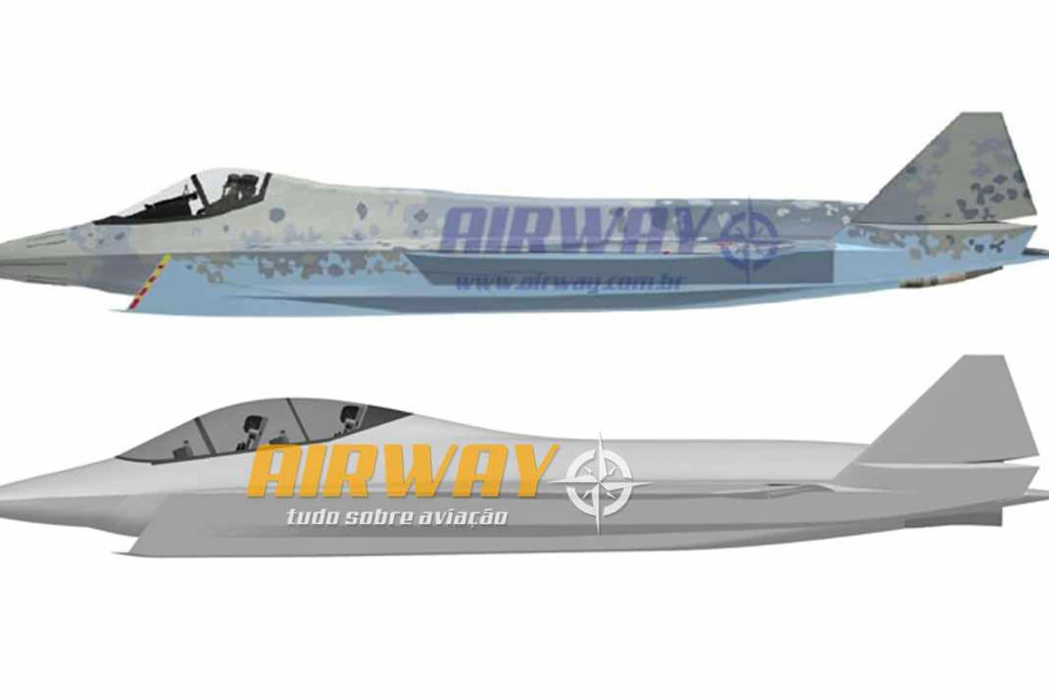 Comparação entre as versões de um e dois assentos do Su-75: tamanho semelhante
