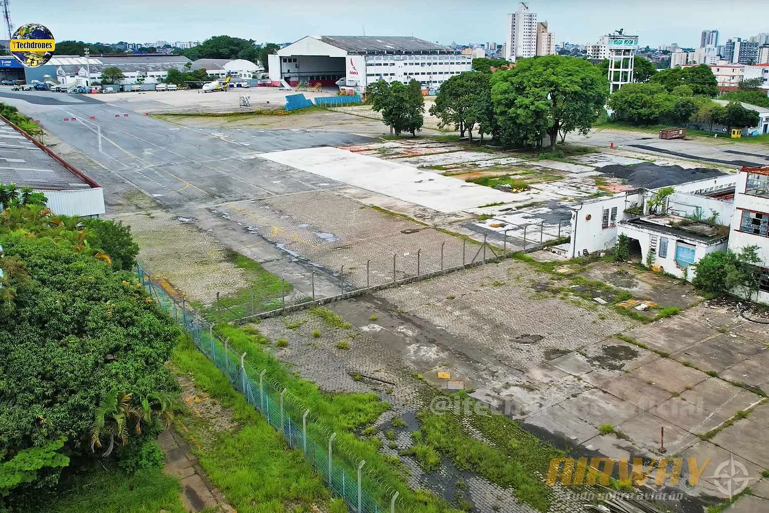 Ao fundo, hangar que pertenceu à VASP (iTechdrones)