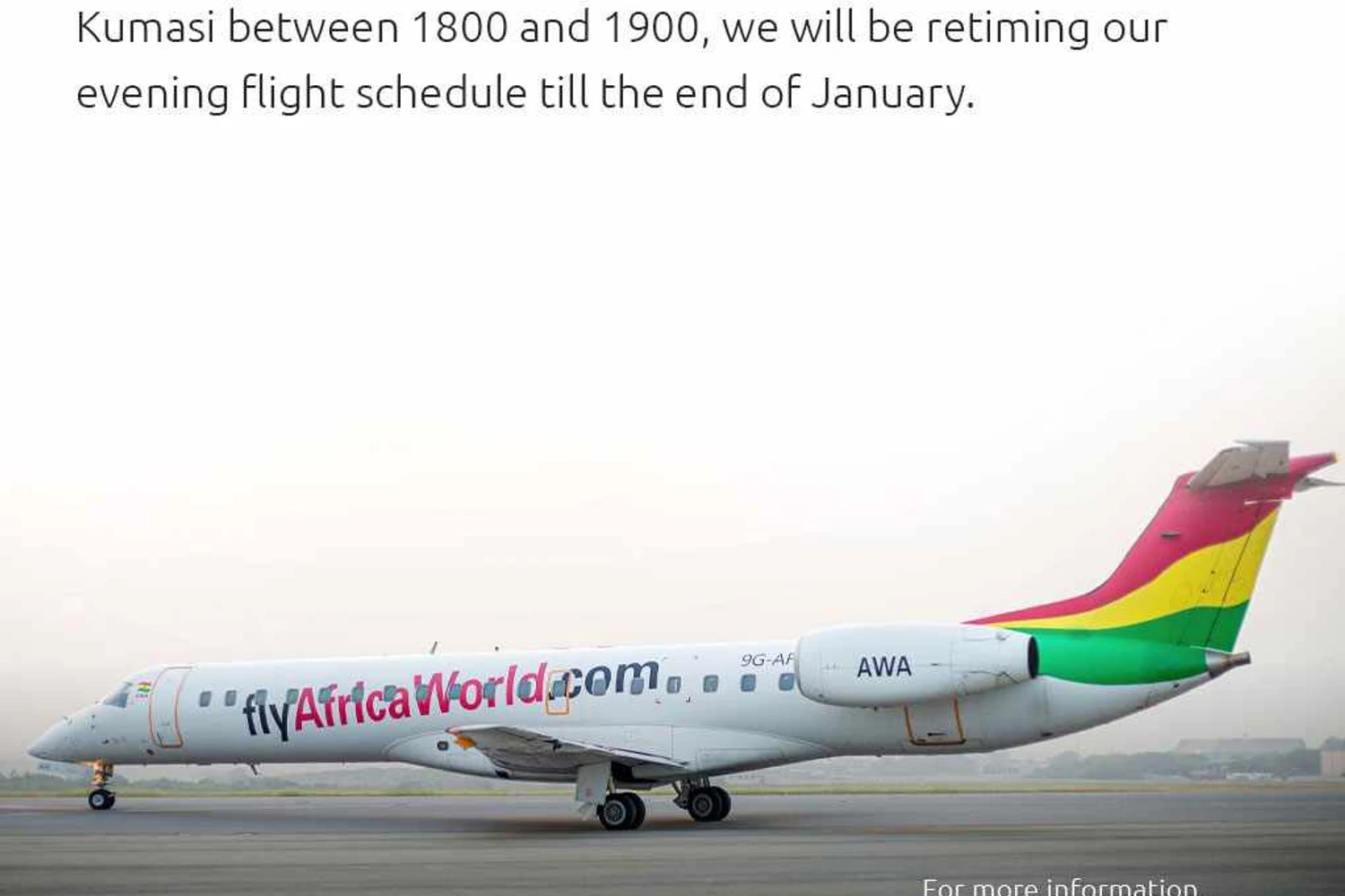 O anúncio da Africa World Airways no Twitter (AWA)