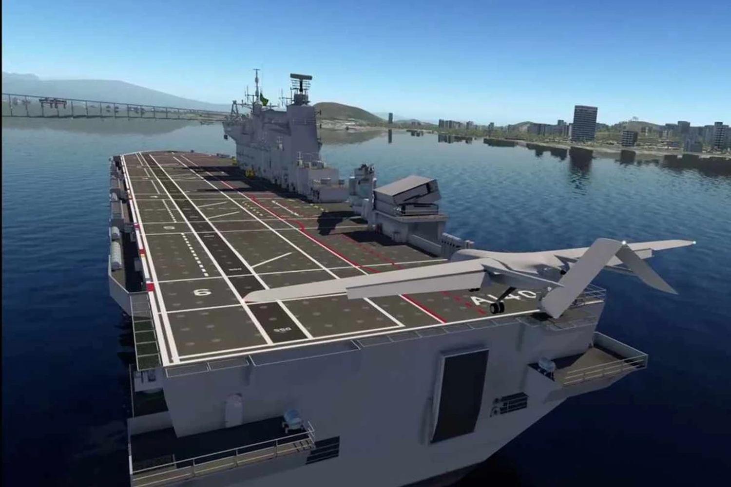 Provas de simulador: o Albatroz é feito na medida para operar embarcado no Navio-Aeródromo Multipropósito da Marinha do Brasil (Stella Tecnologia)