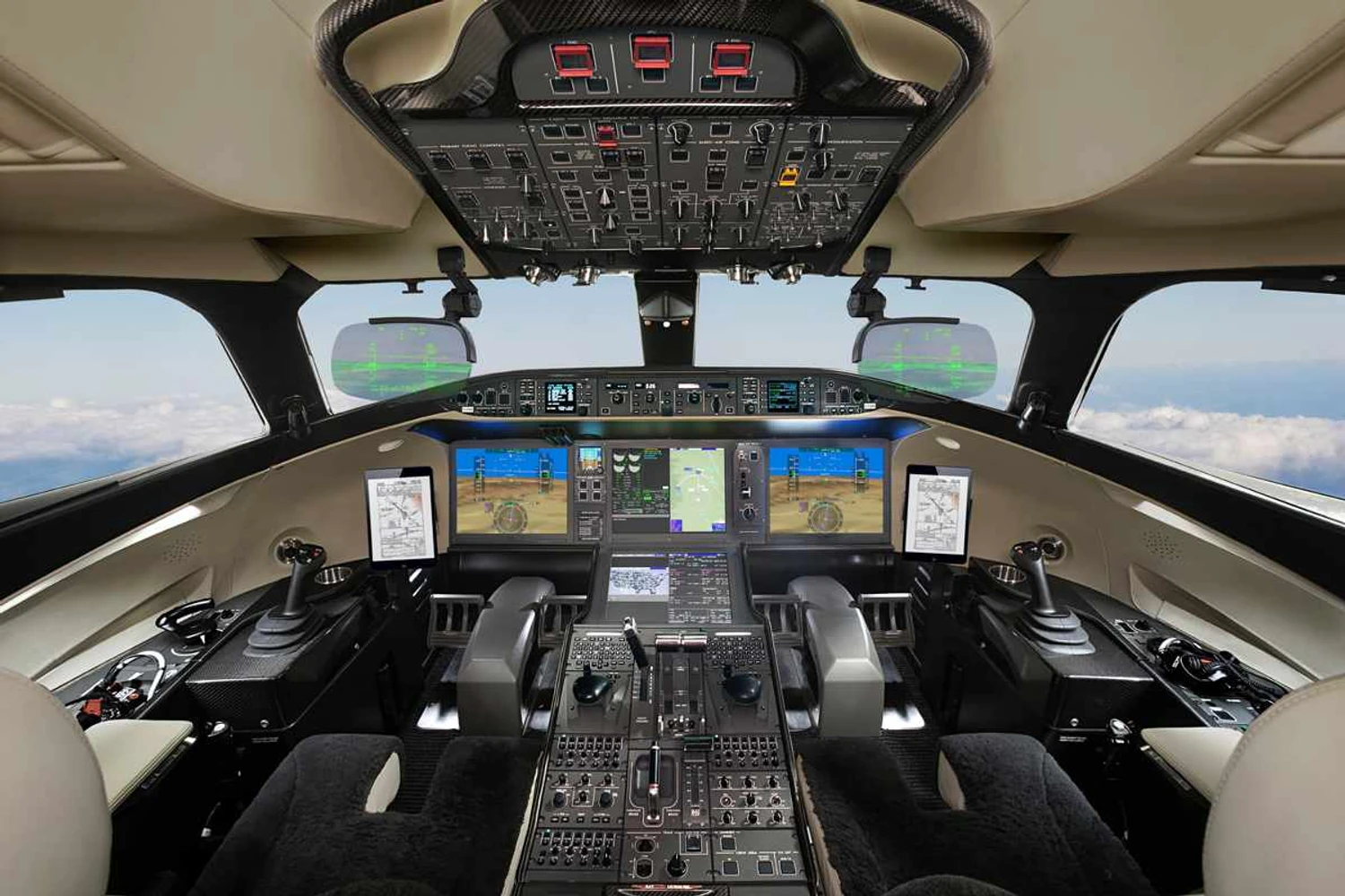 Cockpit hi-tech do Global 8000: modelo usa os mesmos sistemas do Global 7500 com algumas atualizações (Bombardier)