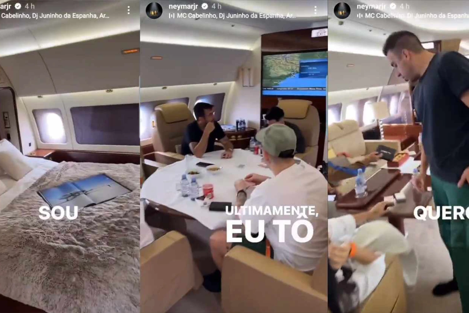 Interior do jato mostrado por Neymar (Reprodução/@neymarjr)