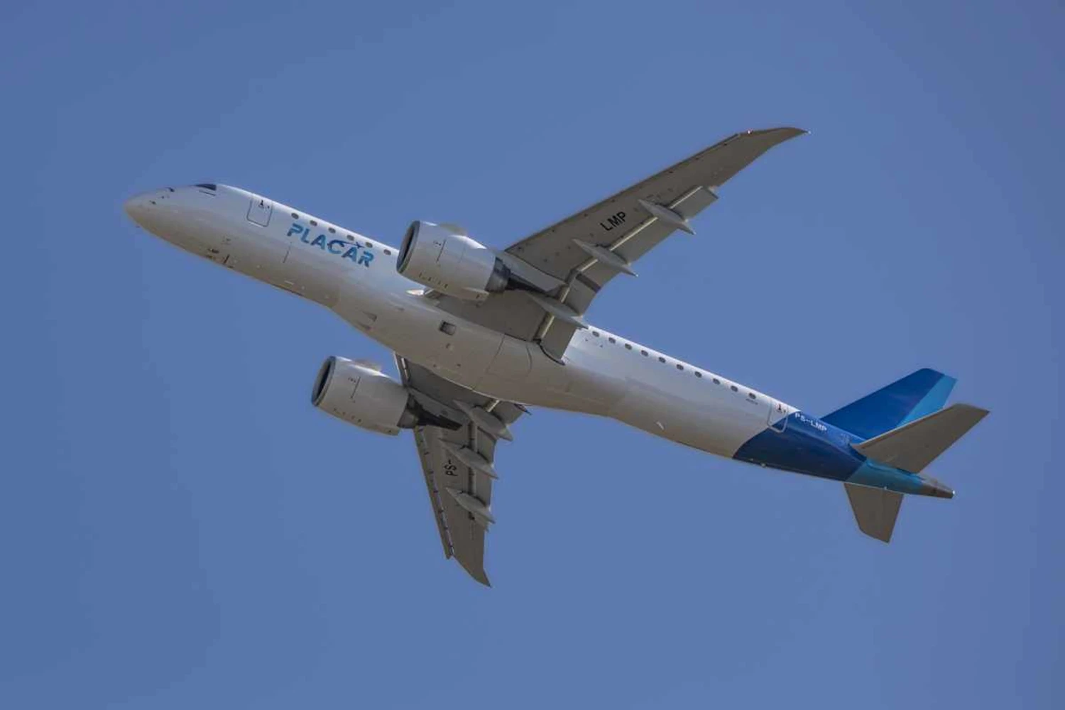E190-E2 da Placar Linhas Aéreas poderá ser fretados por equipes rivais do Palmeiras (Embraer)