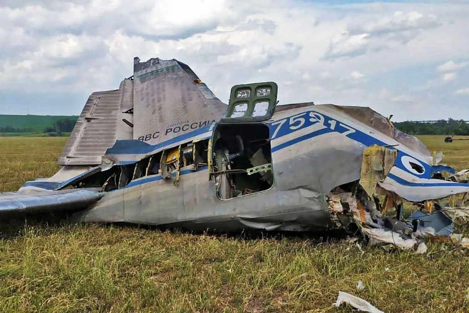 Turboélice Il-22 que teria sido derrubado pelo Grupo Wagner (Redes sociais)