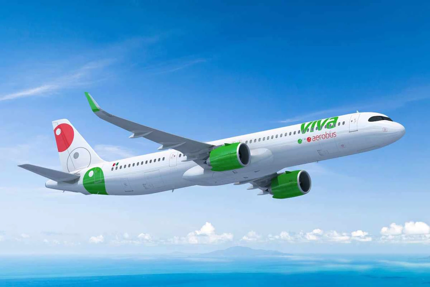 Projeção artística do Airbus A321neo com o layout da Viva Aerobus (Airbus)