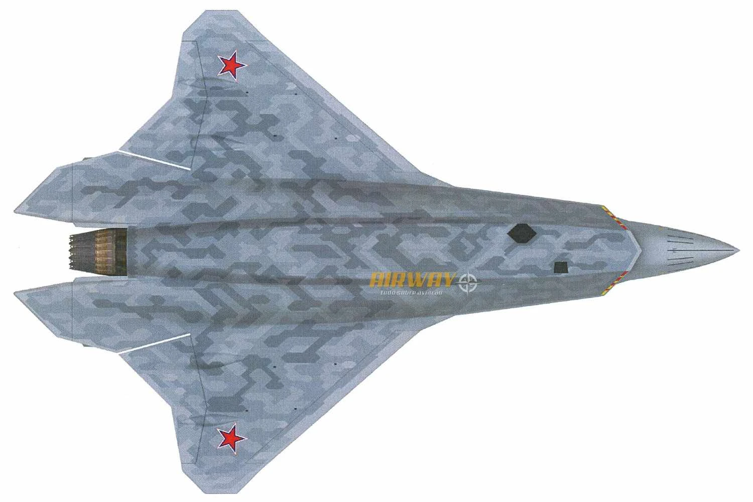Su-75 Checkmate visto de baixo (Reprodução)
